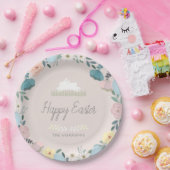 Floral Garden Easter Bunny Eggs Pink Papieren Bordje (Feest)