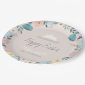 Floral Garden Easter Bunny Eggs Pink Papieren Bordje (Gekanteld)