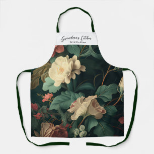 Floral Garden Elegant Peony Green Ivory Schort