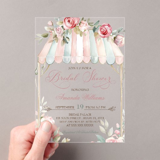 Floral Garden Elegant Vrijgezellenfeest Acryl Uitnodigingen (Insitu (Draagbaar))