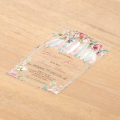 Floral Garden Elegant Vrijgezellenfeest Acryl Uitnodigingen (Laagn)