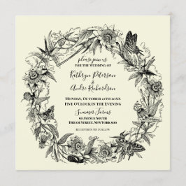 Floral Garden en Butterfly Wreath Wedding Kaart