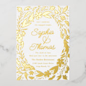 Floral Garden Engaged Couples Shower Gold Folie Uitnodiging (Voorkant)