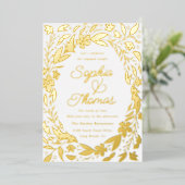 Floral Garden Engaged Couples Shower Gold Folie Uitnodiging (Staand Voorkant)
