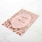 Floral Garden Engaged Couples Shower Roos Gold Folie Uitnodiging (Gedraaid)