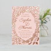 Floral Garden Engaged Couples Shower Roos Gold Folie Uitnodiging (Staand Voorkant)
