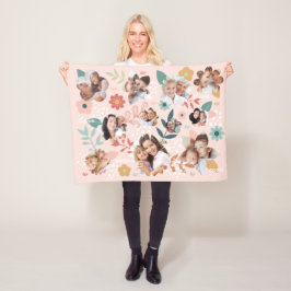 Floral Garden Flower Family Foto Lijst Collage Fleece Deken