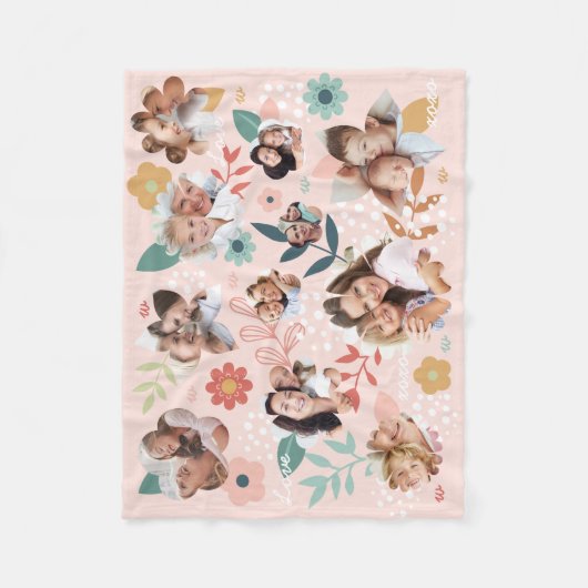 Floral Garden Flower Family Foto Lijst Collage Fleece Deken (Voorkant)