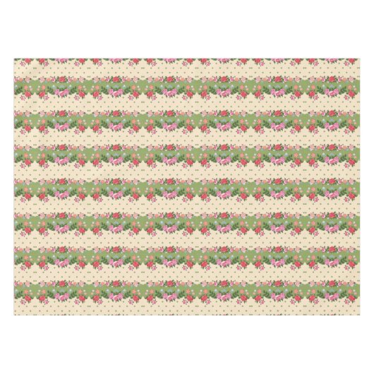 Floral Garden Flower Petals Green Pink Tafelkleed (Voorkant (Horizontaal))
