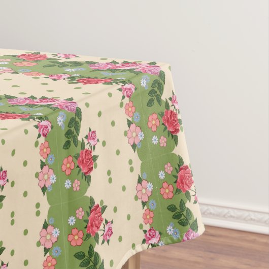  Floral Garden Flower Petals Green Pink Tafelkleed (Voorbeeld)