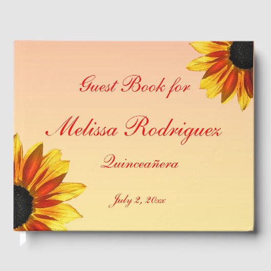 Floral Garden Flowers Quinceanera Guest Book Gastenboek (Voorkant)