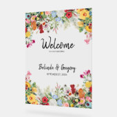 Floral Garden Flowers Weddenschap Welkomstteken Acryl Bord (Hoek)