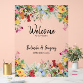 Floral Garden Flowers Weddenschap Welkomstteken Acryl Bord (Huwelijk)