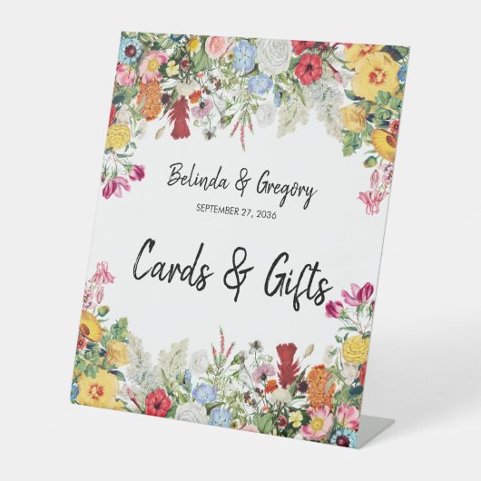 Floral Garden Flowers Wedding Cards & Gifts Reclamebord Met Voetstuk (Voorkant)