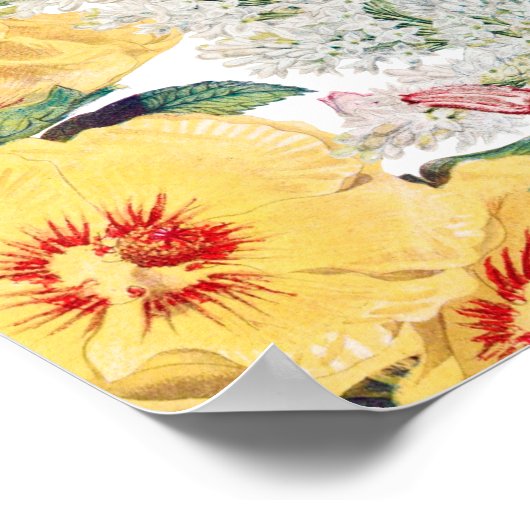 Floral Garden Flowers Wedding Seating Chart Poster (Hoek)