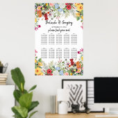 Floral Garden Flowers Wedding Seating Chart Poster (Thuiskantoor)
