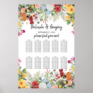 Floral Garden Flowers Wedding Seating Chart Poster