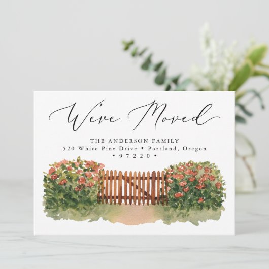 Floral Garden Gate Moving Aankondiging (Staand voorkant)