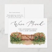 Floral Garden Gate Moving Aankondigingskaart (Voorkant / Achterkant)