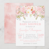 Floral Garden Girl Baby shower Kaart (Voorkant / Achterkant)