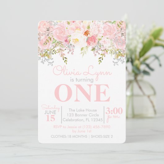 Floral Garden Girl eerste uitnodiging (Staand voorkant)