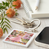Floral Garden Grandma Photo Keychain (Voorkant Rechts)