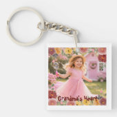 Floral Garden Grandma Photo Keychain (Voorkant)