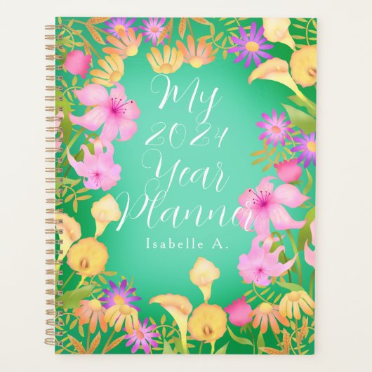 Floral Garden Green Planner (Voorkant)