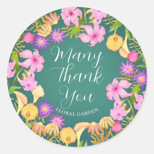 Floral Garden Green Ronde Sticker (Voorkant)