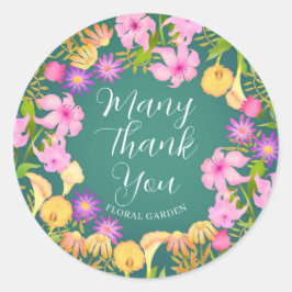 Floral Garden Green Ronde Sticker