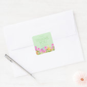Floral Garden Green Thank You Vierkante Sticker (Envelop)