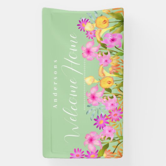 Floral Garden Green Welcome Home Spandoek (Verticaal)