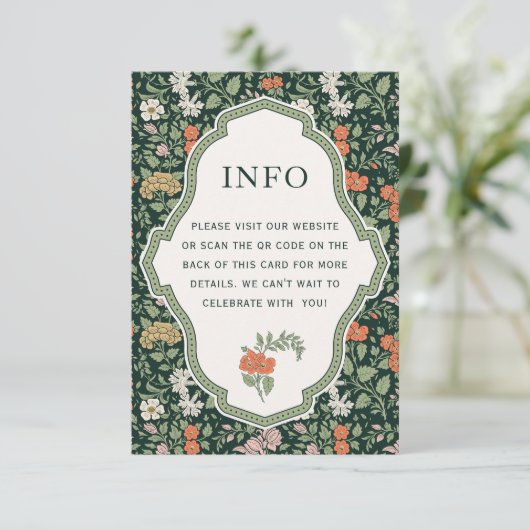 Floral Garden Huwelijksinfo QR Code Behuizing Kaar Kaart (Staand voorkant)