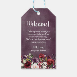 Floral Garden in Bourgogne, Roze en Plum Cadeaulabel