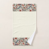 Floral Garden in Reds Border op Cream Background Bad Handdoek (Handdoek)