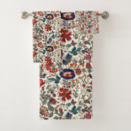 Floral Garden in Reds en Dark Blues Bad Handdoek