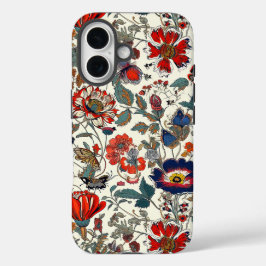 Floral Garden in Reds en Dark Blues Phone Case