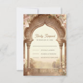 Floral Garden Indian Palace Boog bruiloft RSVP Kaartje (Voorkant)