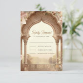 Floral Garden Indian Palace Boog bruiloft RSVP Kaartje (Staand voorkant)