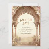 Floral Garden Indian Palace Boog Trouwfoto Save The Date (Voorkant)