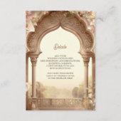 Floral Garden Indian Palace Boog Wedding Details Informatiekaartje (Voorkant)
