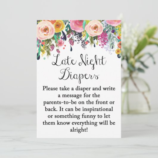 Floral Garden laat-nachtelijke game-teken 5x7 inch Kaart (Staand voorkant)