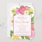 Floral Garden Lemon Girl Baby shower Uitnodiging (Voorkant)