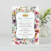 Floral Garden met Crown Quinceañera Kaart (Staand voorkant)