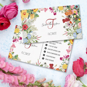 Floral Garden Modern Minimalist Social Media Icons Visitekaartje