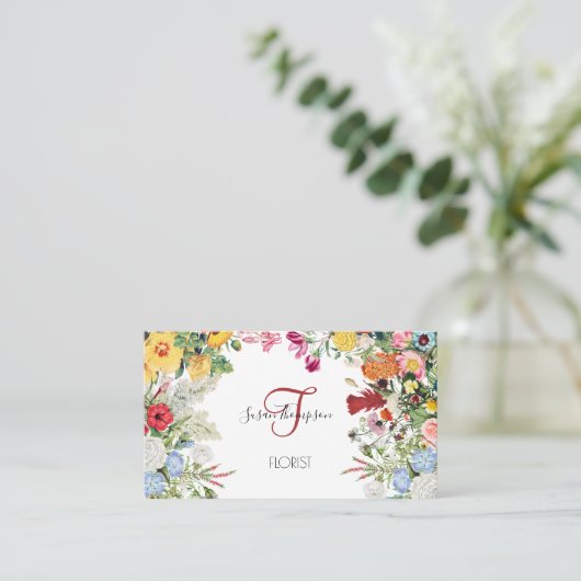 Floral Garden Modern Minimalist Social Media Icons Visitekaartje (Staand voorkant)