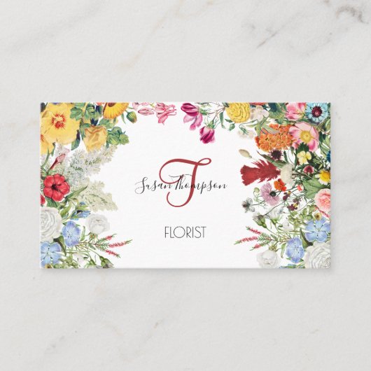 Floral Garden Modern Minimalist Social Media Icons Visitekaartje (Voorkant)