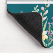 Floral Garden Monogram Script Dark Blauwgroen Muismat (Hoek)