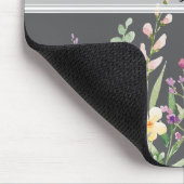 Floral Garden Monogram Script Donkergrijs Muismat (Hoek)