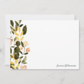 Floral Garden Monogram Waterverf Rustic Yellow Notitiekaartje (Voorkant)